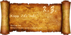 Kopp Zénó névjegykártya